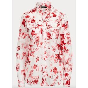 Lauren Ralph Lauren Floral Cotton Striped Button Down Shirt XL